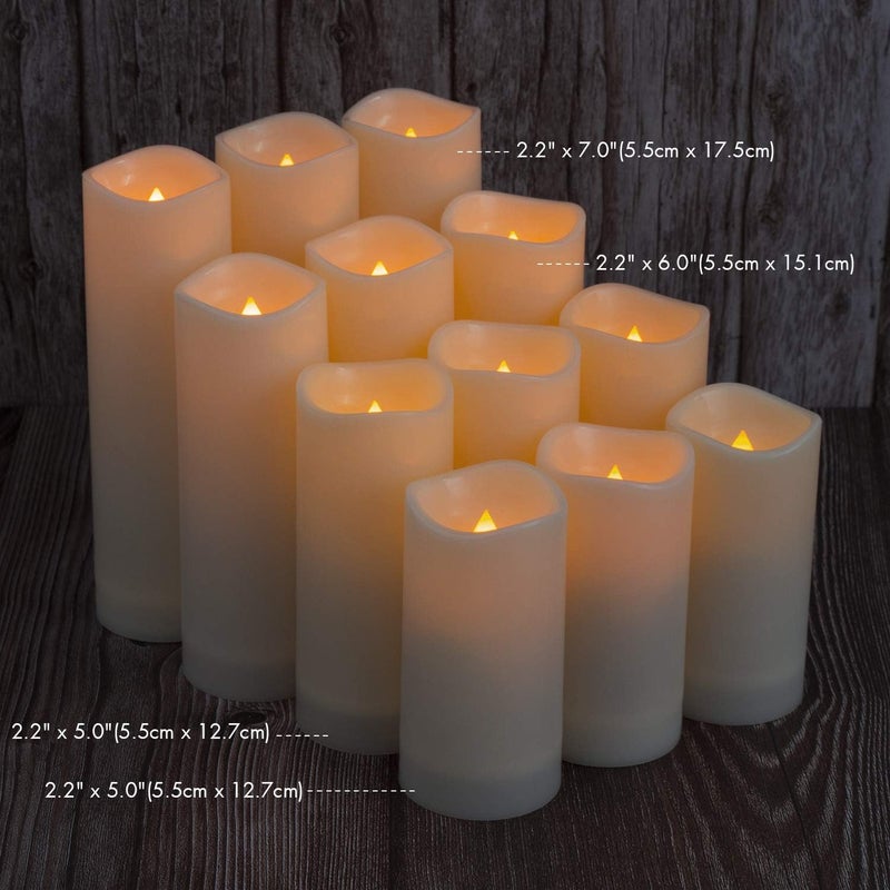 Aignis 24pcs Flameless LED Candles Battery Operated with 10-Key Remote Timer, Outdoor Waterproof Electric Lights, Warm Flickering Glow for Cozy Home/Wedding/Holiday Décor (D2.2'' x H4''/5''/6''/7'') - Image 4